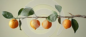 Citrus Lucida Branch With Five Oranges photo