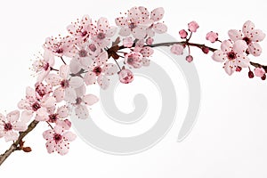 Branch of Japanese cherry blossom with white background photo