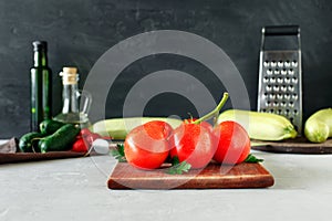 Branch of ripe tomatoes