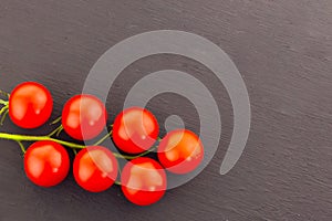 Branch tomato red mini cherry fresh tasty harvest copy space base