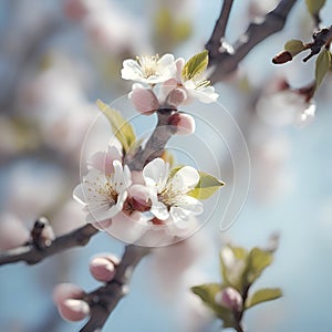 Branches of blossoming colorful apricot image. Ai-Generated.