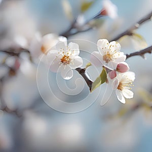 Branches of blossoming apricot image. Ai-Generated.