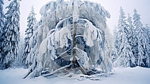 branches spruce tree with snow