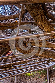 Branches on top of metal frame