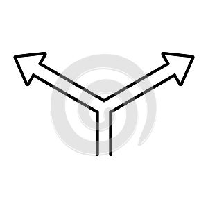 Branching arrows icon design in linear style.