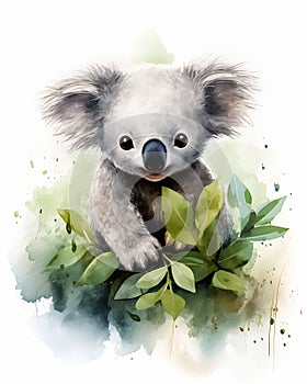 Branching Out: A Playful Koala Bear in Graphic Brushwork