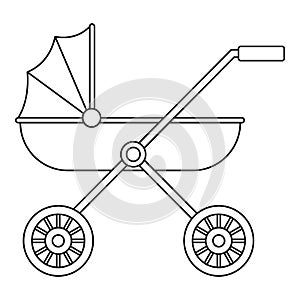 Brand baby pram icon, outline style