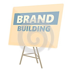 Brand building banner icon cartoon vector. Build business
