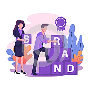 Brand building flat style illustration design