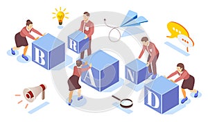 Brand Building Isometric Composition