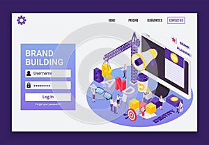 Brand Building Isometric Concept