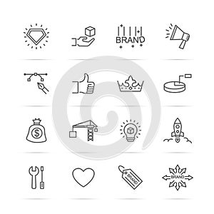 Brand building line icons photo