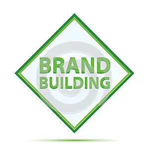 Brand Building modern abstract green diamond button