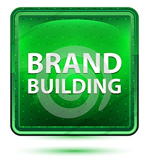 Brand Building Neon Light Green Square Button