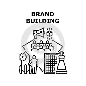 Brand Building Vector Concept Black Illustration