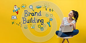 Brand building with woman using a laptop