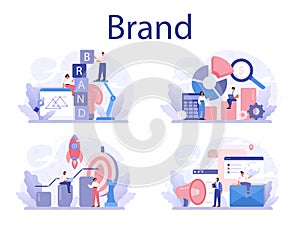 Brand concept set. Marketing strategy and unique design of a company