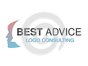 Brand for consulting agency, best advice. Logo design with symbol of speech bubble and face of woman.