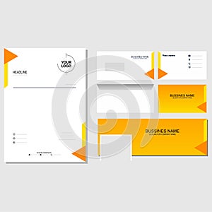 Brand identity bundle yellow template design vector photo