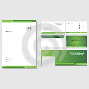 Brand identity bundle green template design vector photo