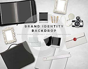 BRAND IDENTITY MOCKUP GRAPHIC BACKGROUND HERO IMAGE HEADER