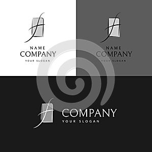 Brand logo Curved wavy line in the shape of the letter f Trademark logo in the frame for business card branding corporate identity