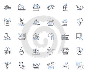 Brand management line icons collection. Positioning, Perception, Identity, Reputation, Equity, Strategy, Awareness photo