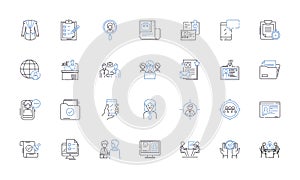 Brand manager line icons collection. Marketing, Branding, Strategy, Innovation, Leadership, Communication, Creativity