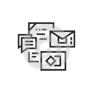 Brand message black line icon. Promotion and advertising. Pictogram for web page, mobile app, promo. UI UX GUI design element.