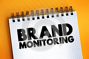 Brand Monitoring text on notepad, concept background