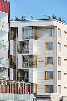 The brand new apartment building on sunny day in Joensuu, Finland. photo