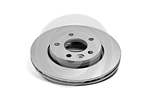 Brand new brake discs for the minivan or transporter car. Isolated on white.