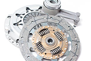 Brand new clutch kit on the white background