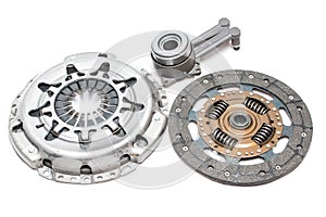 Brand new clutch kit on the white background