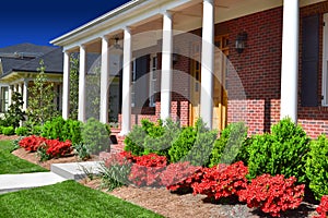 Front porch of a brick house