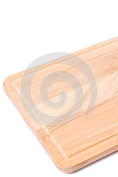 Brand new kitchen rectangle wooden board for cutting food groceries isolated above white background.