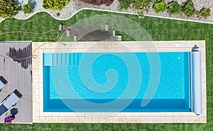 Brand New Outdoor Residential Swimming Pool Aerial View