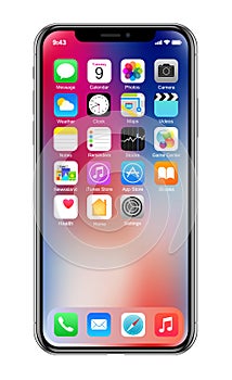 Brand new realistic mobile phone black smartphone in Apple iPhone X