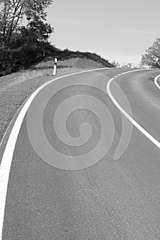 a brand new road curve - monchrome