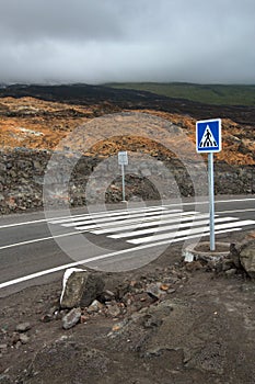 Brand new road on a volcano