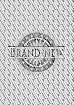 Brand-new silver shiny badge. Scales pattern. Vector Illustration. Detailed