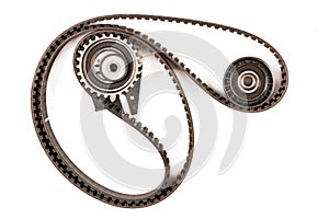 Brand new Timing Belt set isolated above white background