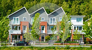 Brand new townhouse building in Vancouver, British Columbia.