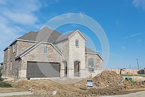 Brand new two story residential house in suburban Irving, Texas, USA