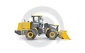 A Brand New Yellow Wheel Loader Isolated on White Background