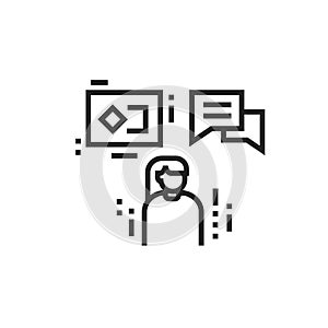 Brand promotion and advertising black line icon. Influencer marketing person. Pictogram for web page, mobile app, promo. UI UX GUI