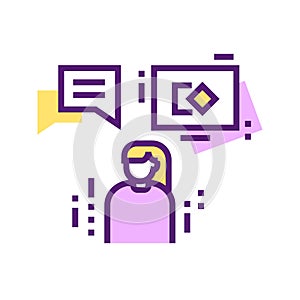 Brand promotion and advertising color line icon. Influencer marketing person. Pictogram for web page, mobile app, promo. UI UX GUI
