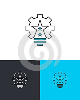 Brand Recognition and Ideas Icon with Bulb and Gear