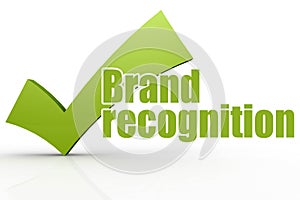 Brand recognition word with green checkmark photo