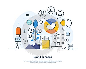 Brand success, business and digital marketing strategy concept